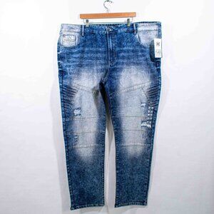 SouthPole Bleached Moto Jeans 48 x 34 Y2K Streetwear Hip Hop Skate